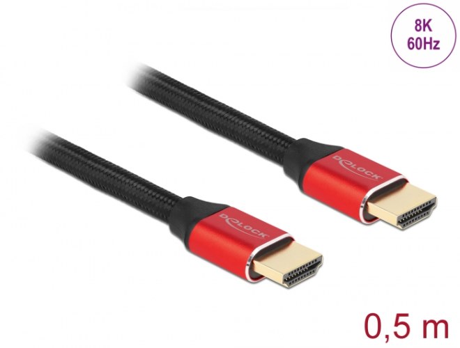 כבל מסך אדום Delock Certified Ultra High Speed HDMI Cable 48 Gbps 8K 60 Hz 1 m