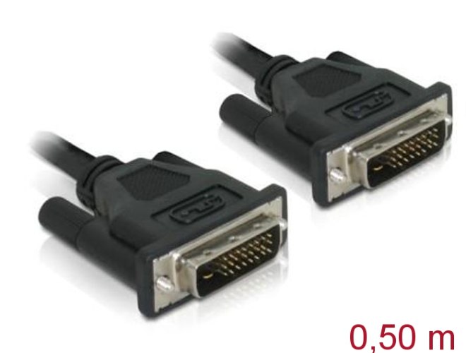 כבל מגשר DVI 24+1 זכר לחיבור 24+1 DVI זכר באורך 0.5 מטר Delock Cable