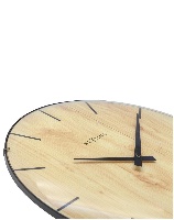 שעון קיר - צבע עץ וזכוכית מקומרת - וודי 35 ס"מ