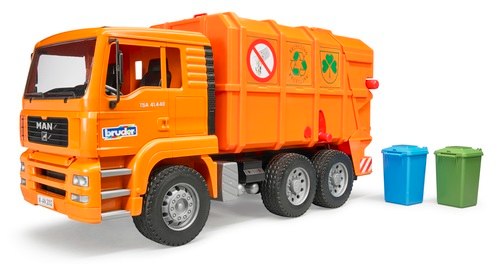 משאית זבל מאן MAN Garbage truck עם 2 פחים - כתומה ברודר