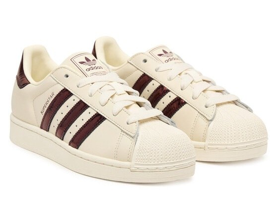 נעלי אדידס Adidas Superstar לבן בורדו