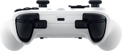 בקר משחק אלחוטי צבע לבן Razer Wolverine V3 Pro Xbox XS – חזית הבקר עם לחצני הדק וכתף שחורים וחיבור טעינה מסוג USB-C