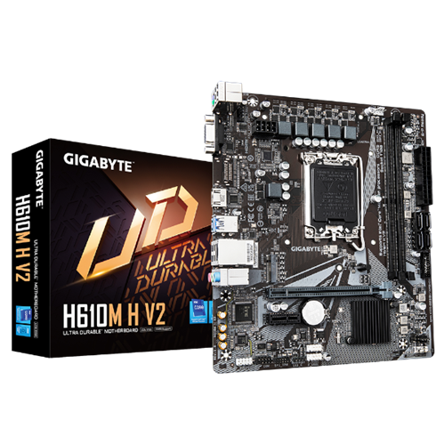 לוח לאינטל דור 12-14 Gigabyte H610M H V2 DDR5 VGA HDMI