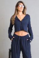 חליפת מכנס כפתורים CROP