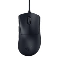 עכבר גיימינג ארגונומי חוטי Razer DeathAdder V3 – פריט בודד עכבר שחור עם כבל המוצג במבט מלמעלה על רקע לבן אלחוטי