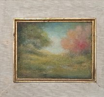 ציור שמן מקורי עתיק – מוריס לובייה (Maurice Louvrier, 1954-1878) במסגרת עץ מפוארת