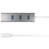 רכזת j5create USB-C עם 3 חיבורי USB-A ו-Gigabit Ethernet