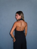 TIE TOP- BLACK STRIPED