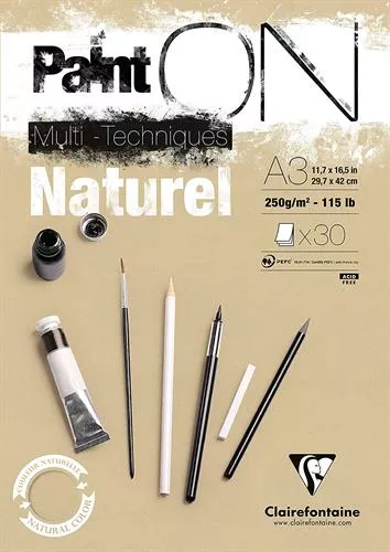בלוק ציור Paint On פיינט-און טבעי 30 דפים 250 גרם A3