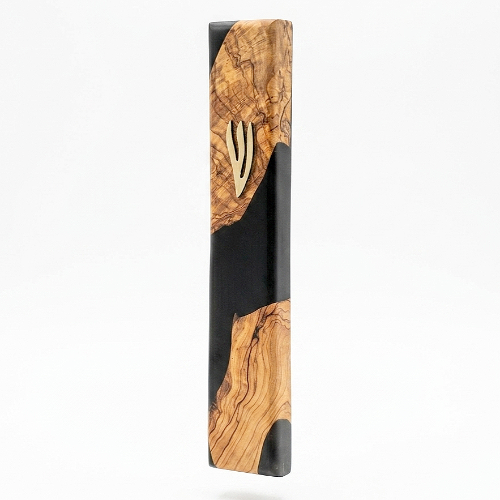 Mezuzá Monumental 25cm: Olivo y Epoxi Negro