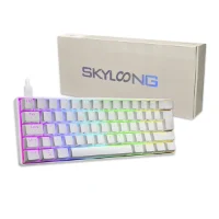 מקלדת גיימינג מכנית בצבע לבן GK61 Skyloong Gateron Yellow