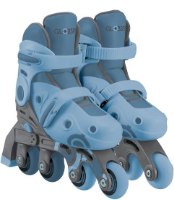 גלגיליות 2 ב-1 מידה 30-33 צבע כחול פסטל Globber 2 in 1 – זוג גלגיליות בצבע כחול פסטל ואפור עומדות על רקע לבן