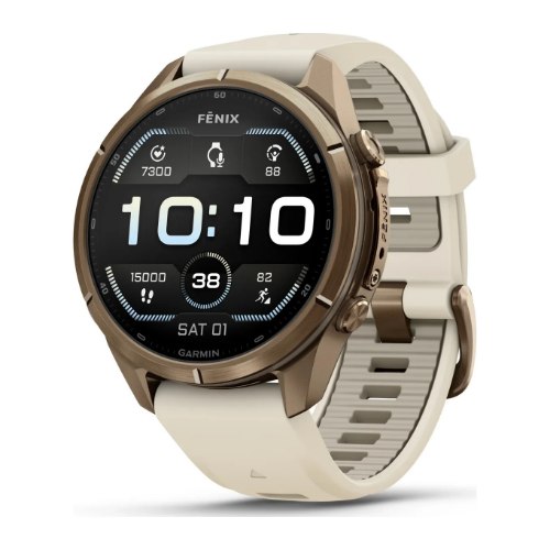 שעון חכם גרמין פניקס 9 Garmin Fenix 9 Pro 43mm Autumn Gold Titanium – Cream/Fog Gray Silicone