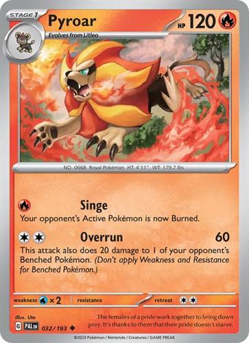קלף בודד single פוקימון - pyroar - Paldea Evolved - 032/193