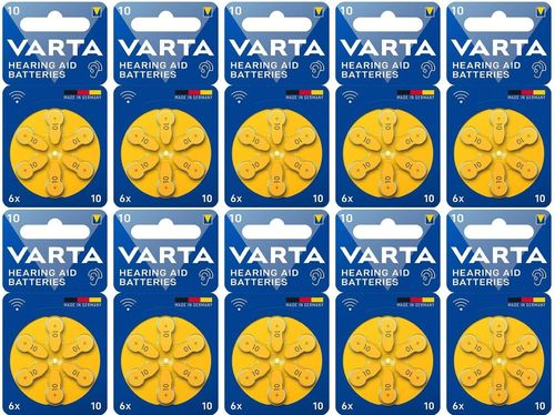מארז 60 סוללות למכשירי שמיעה VARTA V10 (PR70) – אבץ-אוויר פרימיום