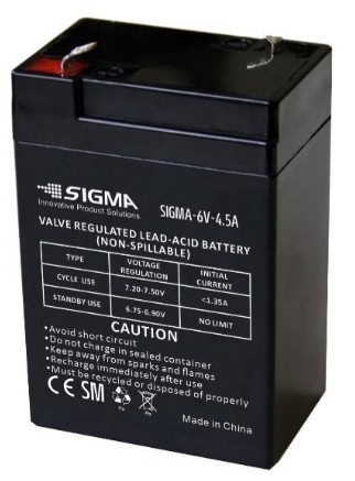 מצבר עופרת נטען SIGMA 6V 4.5AH סיגמה