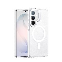 כיסוי Crystal Pro  מבית GRIP ל-Samsung Galaxy S26  – בשילוב לבן ונצנצים עדינים
