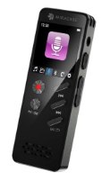 טייפ מנהלים Miracase MVR2000 32GB – USB מכשיר הקלטה דיגיטלי שחור עם מסך ופקדים מונח באלכסון על רקע לבן