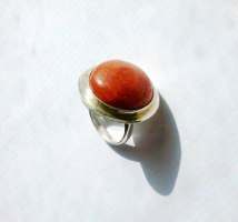 טבעת אבן אדומה קורל טבעי אדום