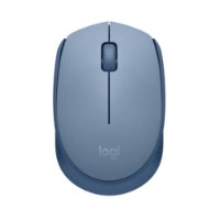 עכבר אלחוטי כחול/אפור Logitech M171 Retail – מבט עליון מציג את העכבר בגווני כחול-אפור על רקע לבן USB