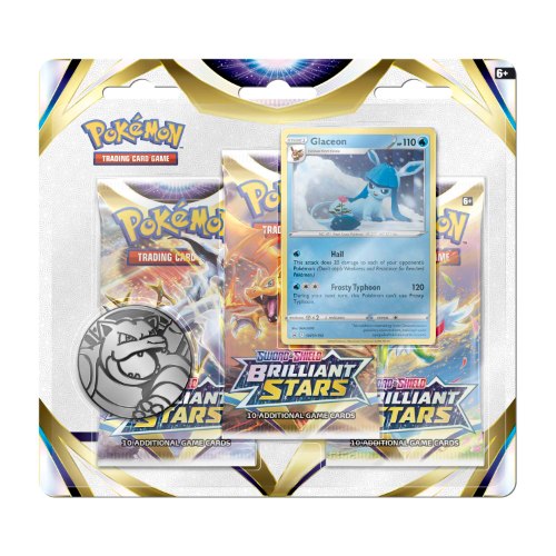 קלפי פוקימון בליסטר 3 חבילות Pokémon TCG: Sword & Shield Brilliant Stars 3 Pack Glaceon Blister