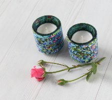 זוג פמוטים דו צדדיים בגווני טורקיז, ירוק, סגול וורוד
