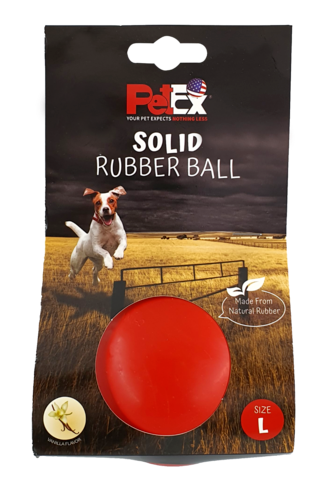 צעצוע לכלבים - כדור גומי קופצני ודחוס בצבע אדום ניחוח וניל גודל L