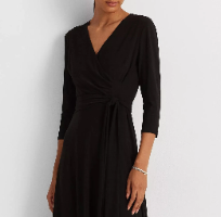 LAUREN RALPH LAUREN Women's Dress Sz 10 Surplice Jersey Dress Black