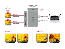 מתאם Delock Dual HDMI Adapter with 4K 60 Hz and PD 3.0 for MacBook