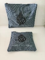 סט טלית ותפילין פשתן עם חריטת לייזר-כחול| 36×29 ס״מ