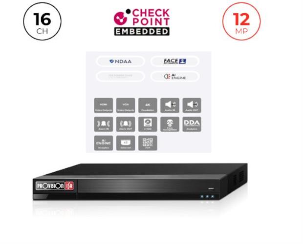 מכשיר הקלטה NVR 16CH 12MP IP 1U Face Recognition and Alarm
