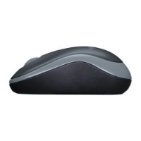 עכבר אלחוטי אפור Logitech Wireless Mouse M185 Retail – עכבר בודד בצבעי אפור כהה ואפור בהיר נראה במבט צד על רקע לבן