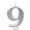 נר מספר 9 - נרות יום הולדת כסף שמחה