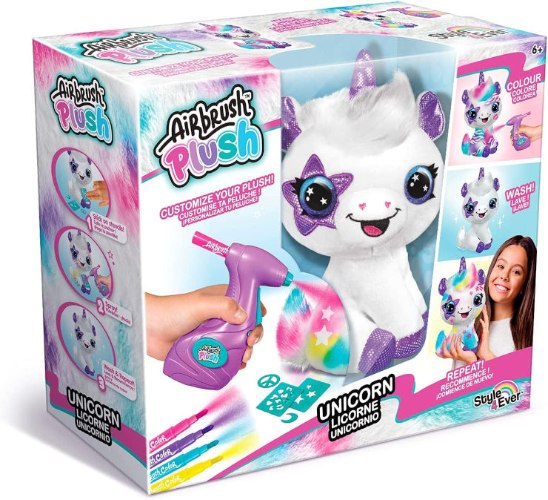חד קרן בהתאמה אישית Airbrush קטיפה - אמנות ספריי צעצועים רכים עם עטים ושבלונות