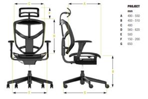 תרשים מידות כיסא משרדי Comfort Enjoy Project 