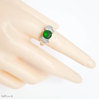 טבעת מכסף משובצת אבני זרקון ירוקות  RG1766 | תכשיטי כסף 925 | טבעות כסף