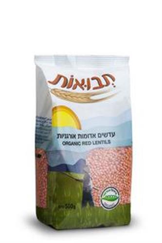 עדשים אדומות אורגניות - 500 גרם
