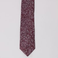 עניבה משי מודפס עלים בורדו