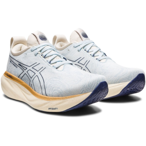 ASICS GEL NIMBUS 25 PLATINUM WOMEN SKY CREAM אסיקס ג'ל נימבוס 25 פלטינום נשים שחור כסף משולב