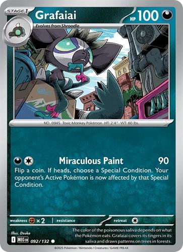 קלף בודד single פוקימון - grafaiai - Mega Evolution - 092/132