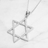 מגן דוד מכסף משובץ אבני זרקון T6443