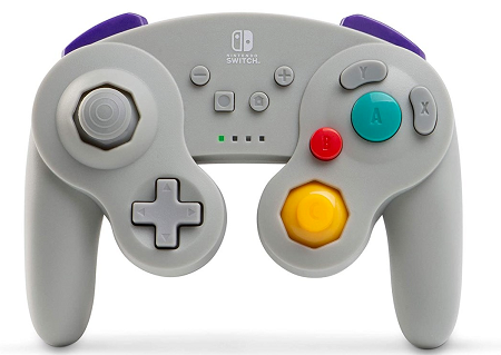 בקר שליטה Gamecube אלחוטי נטען - אפור -  Nintendo Wireless Controller Retro Style
