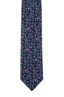 עניבה בהדפס מכחול ורוד - אפור