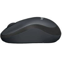 עכבר אלחוטי צבע אפור Logitech M220 Silent Retail – עכבר אפור בודד מוצג ממבט צד שמאלי על רקע לבן עם 2 4GHz