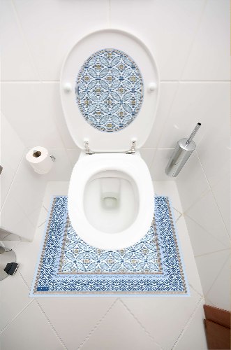 עיצוב איזור האסלה – מדבקה (39 ₪) שטיחון (88 ₪) סט (119 ₪) כחול קריסטלי  TIVA DESIGN