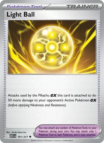 קלף בודד single פוקימון - light ball - Ascended Heroes - 191/217