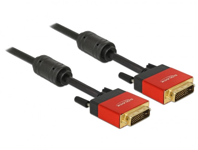 כבל מסך Delock Cable DVI 24+1 Male To DVI 24+1 Male Red metal 5 m