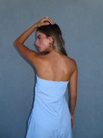 BELTED STRAPLESS  TOP- LIGHT BLUE