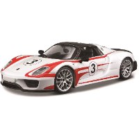 דגם מכונית בוראגו פורשה מירוצים לבנה 1/24 Bburago Porsche 918 Weissach