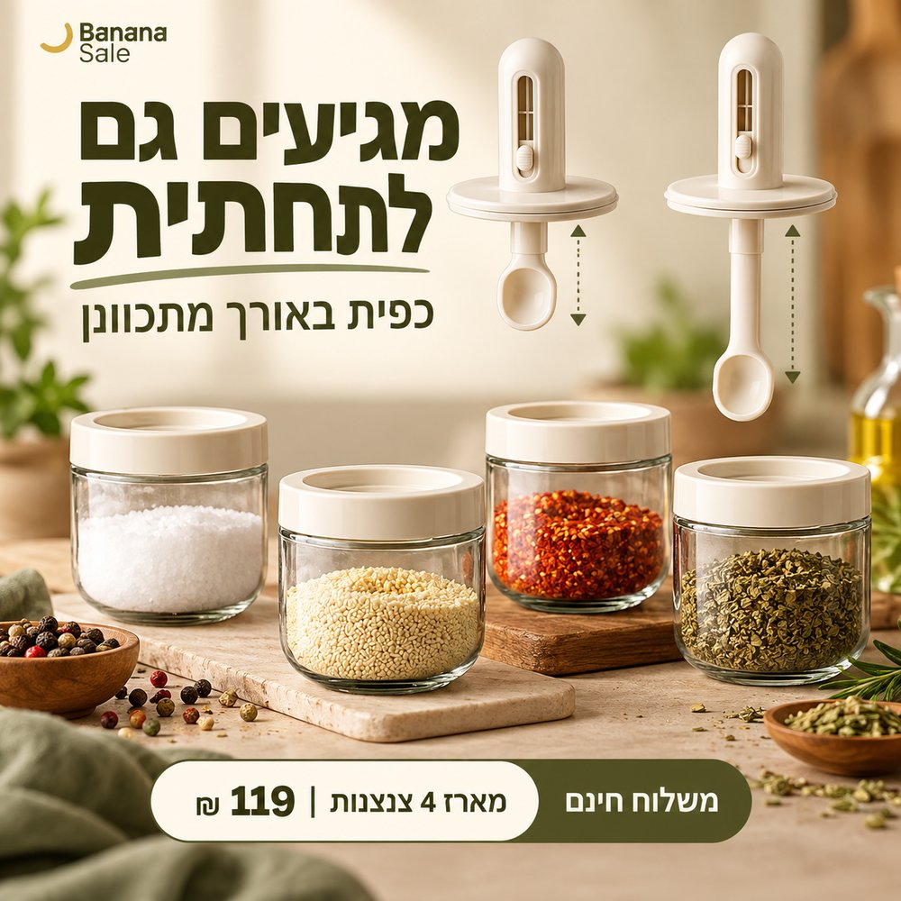 הכפית המחוברת למכסה במצב קצר ובמצב מוארך